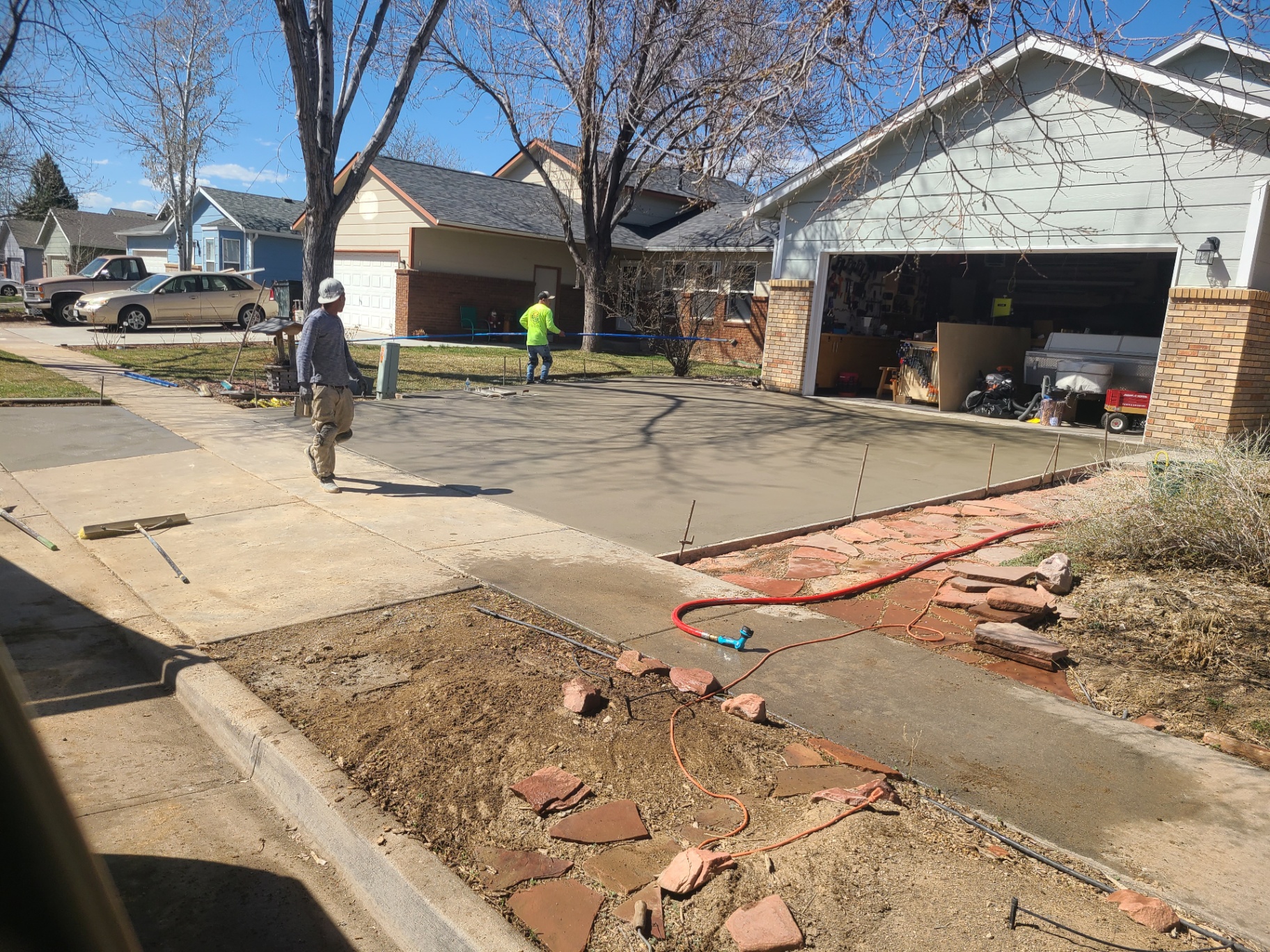 Freshly poured residential driveway in Northern Colorado