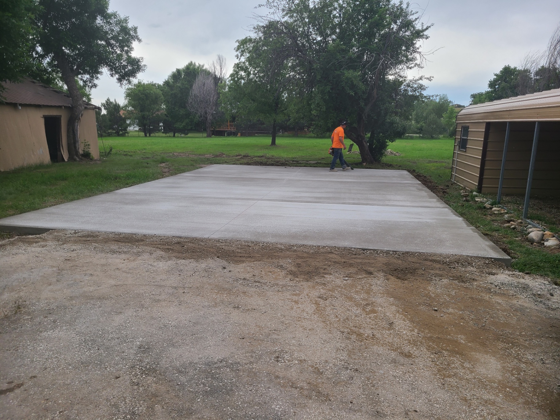 Finished outbuilding pad ready for use